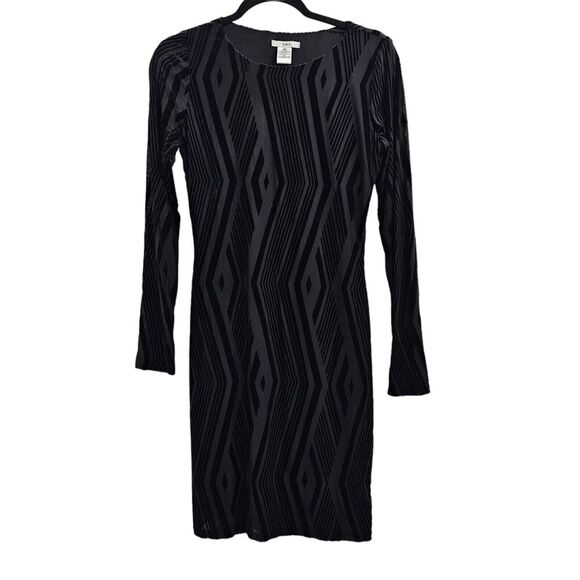 Bar lll Black Dress Womens Medium Velvet Burnout Cocktail Wedding Guest Corpcore - Picture 4 of 9